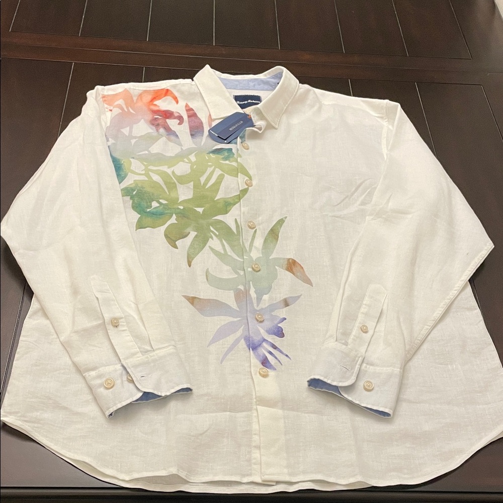 Tommy Bahama White Shirt with Multicolor Floral Design - Picture 7 of 9